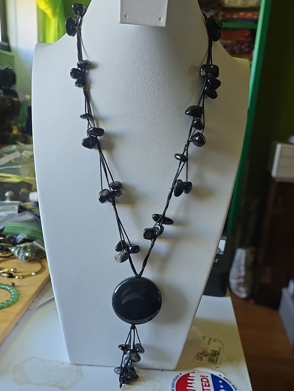 Black Bead Lariat Necklace - Women Jewelry